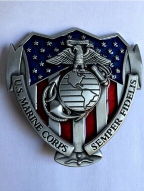 New Marine Corps EGA American Flag belt buckle